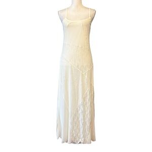Thirty Thirty LA Lace Bodycon Adjustable Strap Slip Maxi Dress SZ XL in Ivory